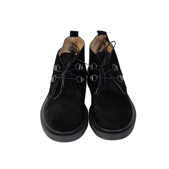 J Crew Rare Suede Chunky Heel Ankle Boots in Black Made in Italy Womens Size 5 - Picture 11 of 12